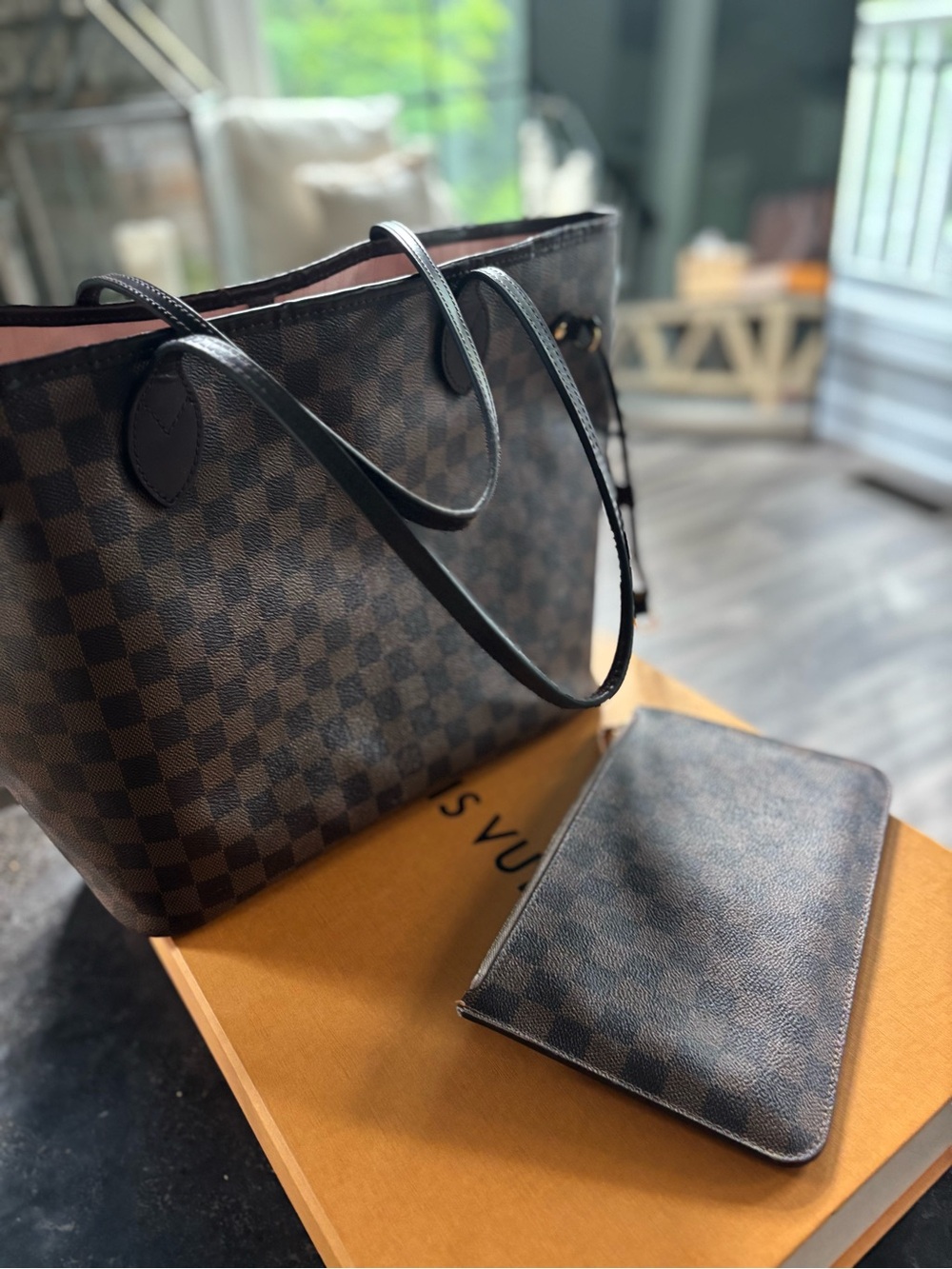 Louis Vuitton Checkerboard Canvas Tote in Dark Brown & Chocolate - Picture 2 of 11